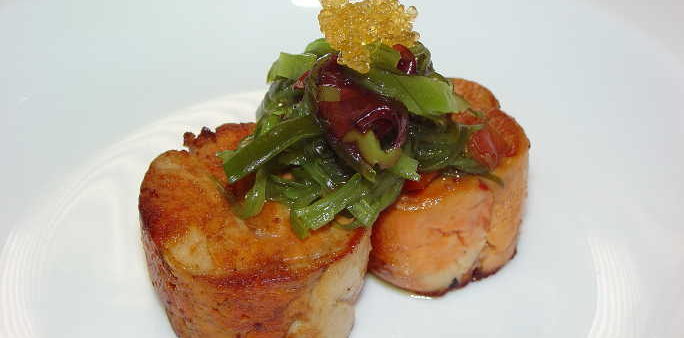Grilled Ankimo with Seaweed Salad